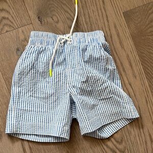 GAP Boys Light Blue and White Striped Swim Trunks